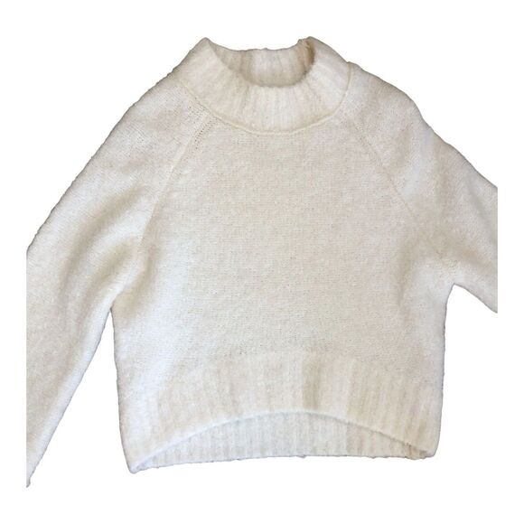 Urban Outfitters $64 Cleo Mock Neck Cropped Sweater Size L Pearl White Soft - Picture 5 of 10